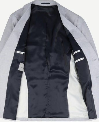 Suitable blazer linnen streep lichtblauw | Slim-fit