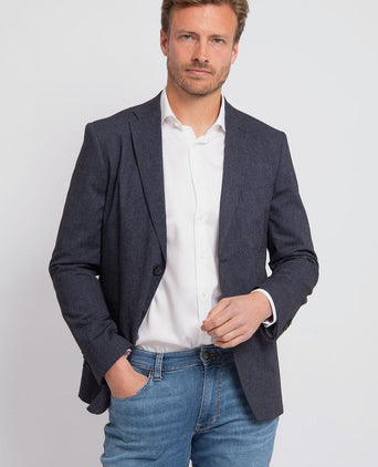 Suitable blazer linnen streep donkerblauw | Slim-fit