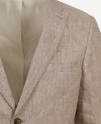 Suitable blazer pepita linnen beige | Slim-fit