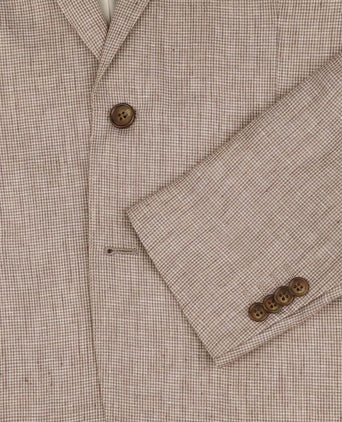 Suitable blazer pepita linnen beige | Slim-fit
