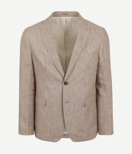 Suitable blazer pepita linnen beige | Slim-fit