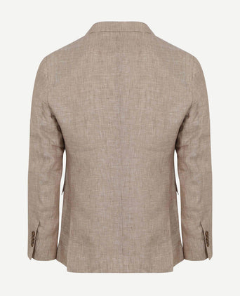 Suitable blazer pepita linnen beige | Slim-fit