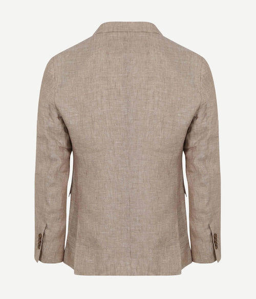 Suitable blazer pepita linnen beige | Slim-fit