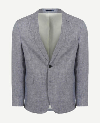 Suitable blazer pepita linnen blauw | Slim-fit