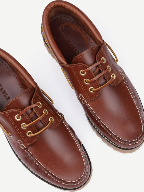 Bootschoenen leer bruin