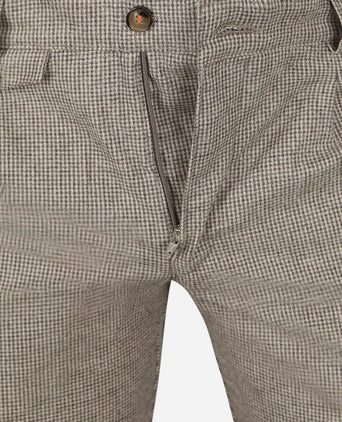 Suitable chino Pico pleat flanel print beige