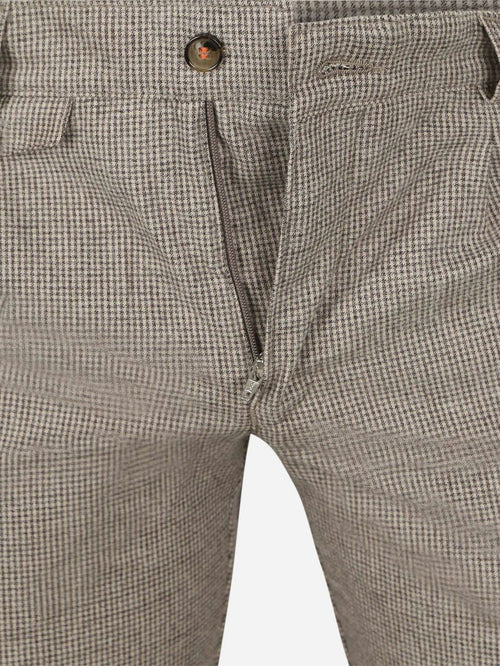 Suitable chino Pico pleat flanel print beige