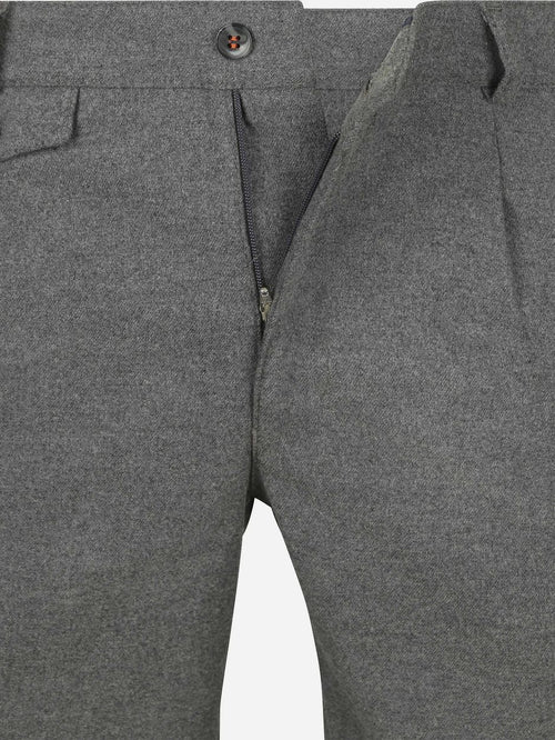 Suitable chino Pico pleat flanel grijs