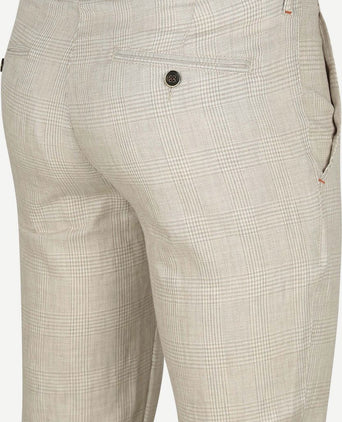 Chino linen blend ruiten beige