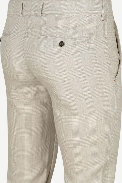 Chino linen blend ruiten beige