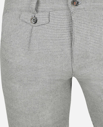 Chino Pico pleat flanel print grijs