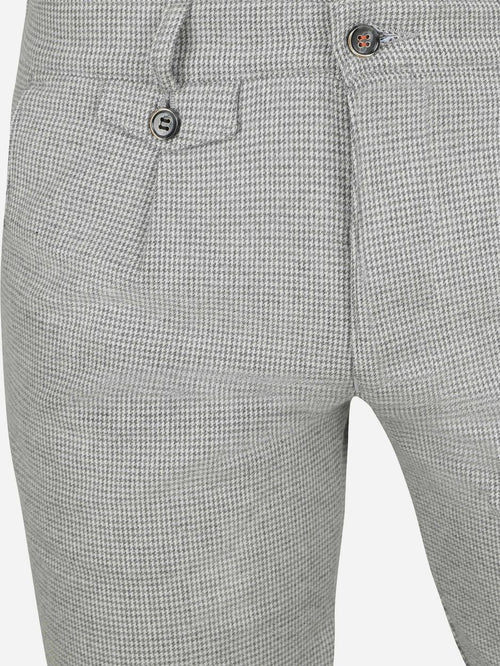 Suitable chino Pico pleat flanel print grijs