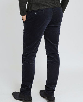 Chino Plato corduroy donkerblauw