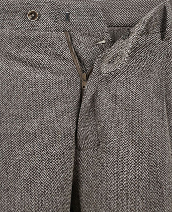 Broek straight pleat herringbone beige