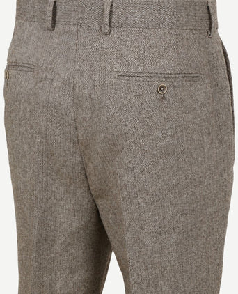 Broek straight pleat herringbone beige