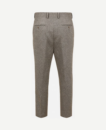 Broek straight pleat herringbone beige