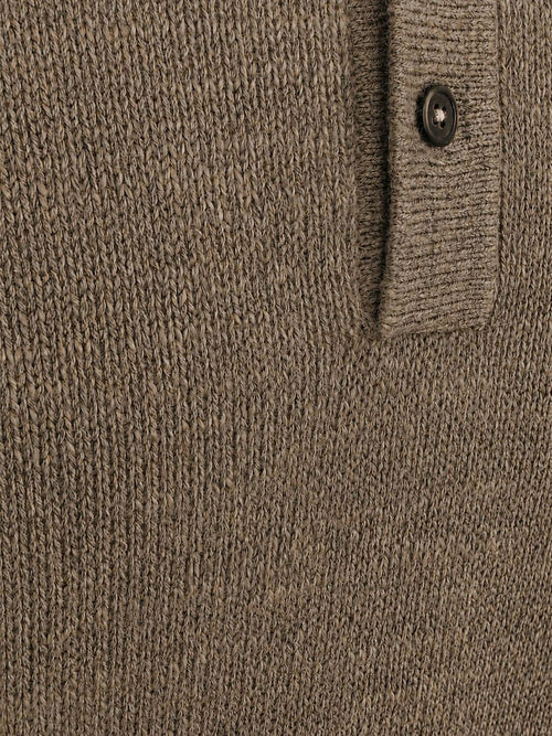 Button longue melange poloshirt beige