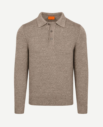 Button longue melange poloshirt beige