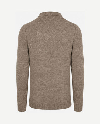 Button longue melange poloshirt beige
