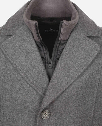 Steppin' Out caban coat wol grijs | Slim-fit
