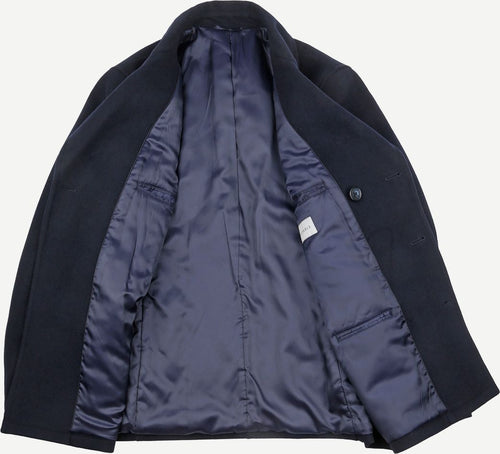 Caban coat wol donkerblauw