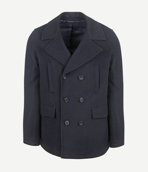 Caban coat wol donkerblauw