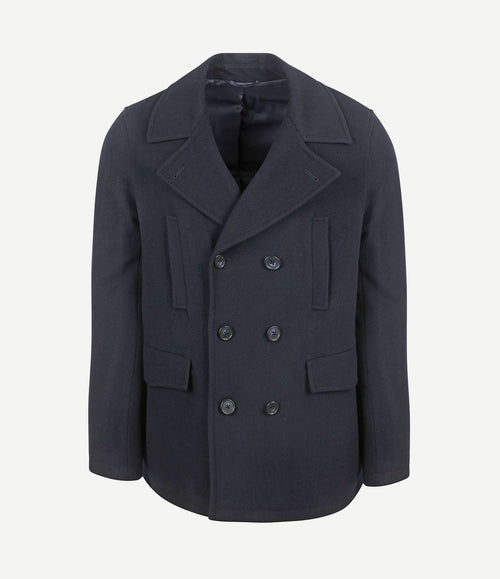 Caban coat wol donkerblauw