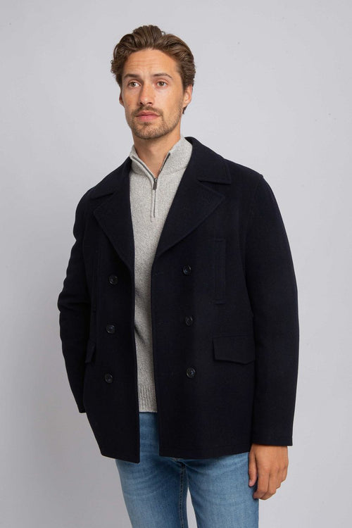 Suitable caban coat wol donkerblauw