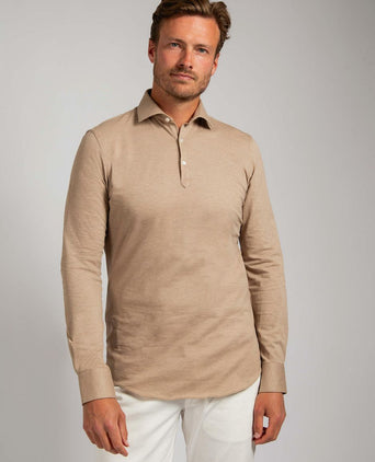 Suitable camicia poloshirt beige | Slim-fit