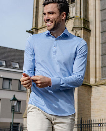 Suitable camicia poloshirt lichtblauw | Slim-fit