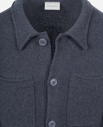 Cardigan boiled wool blauw