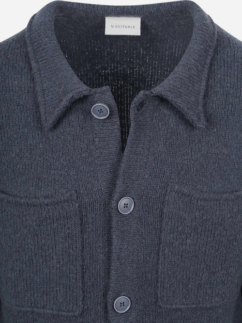 Cardigan boiled wool blauw