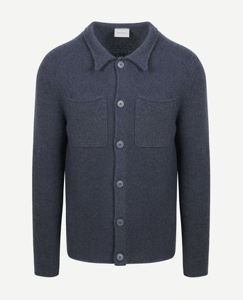 Cardigan boiled wool blauw