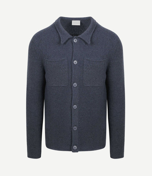 Cardigan boiled wool blauw