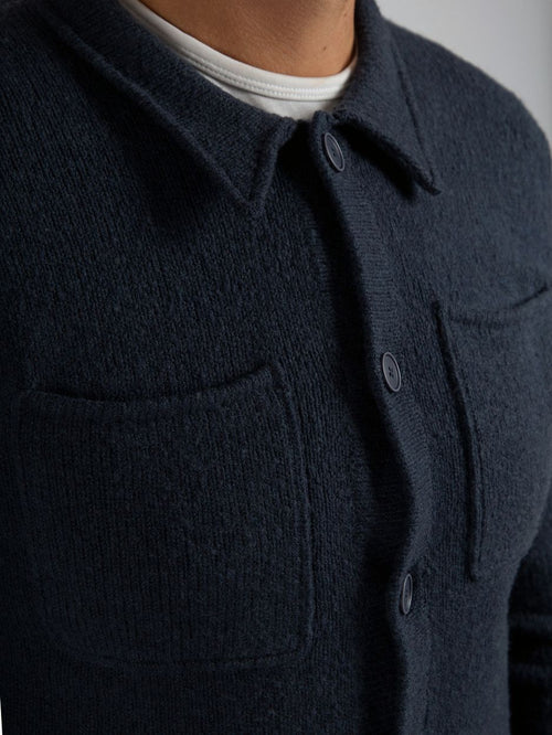 Cardigan boiled wool blauw