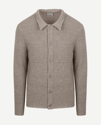Cardigan boiled wool taupe