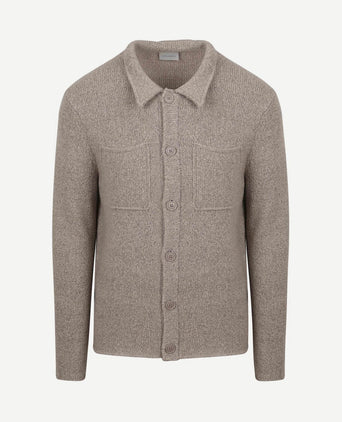 Cardigan boiled wool taupe