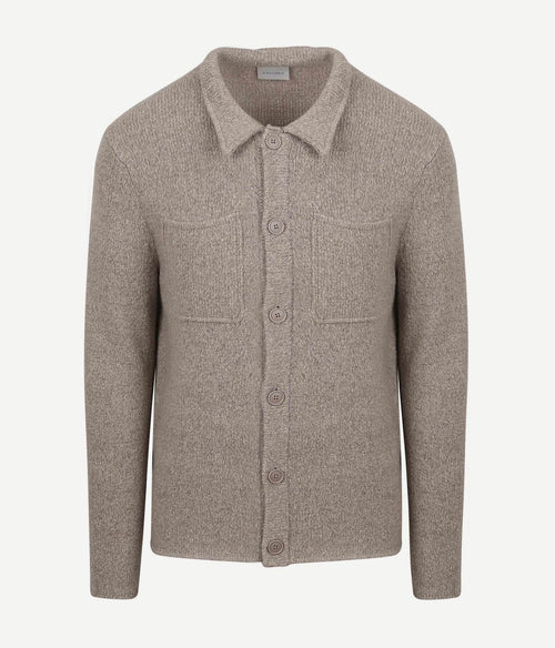 Cardigan boiled wool taupe