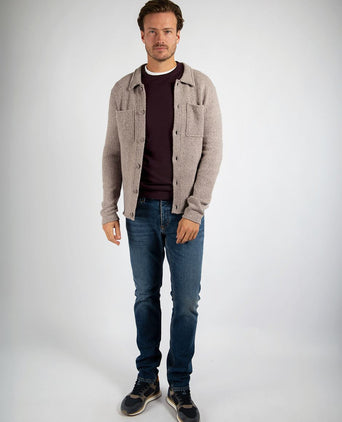 Cardigan boiled wool taupe