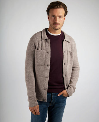 Cardigan boiled wool taupe