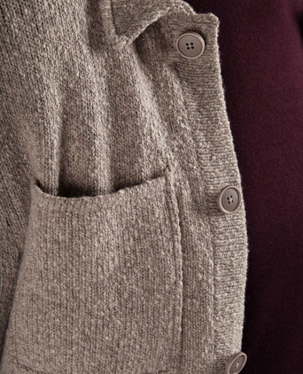 Cardigan boiled wool taupe