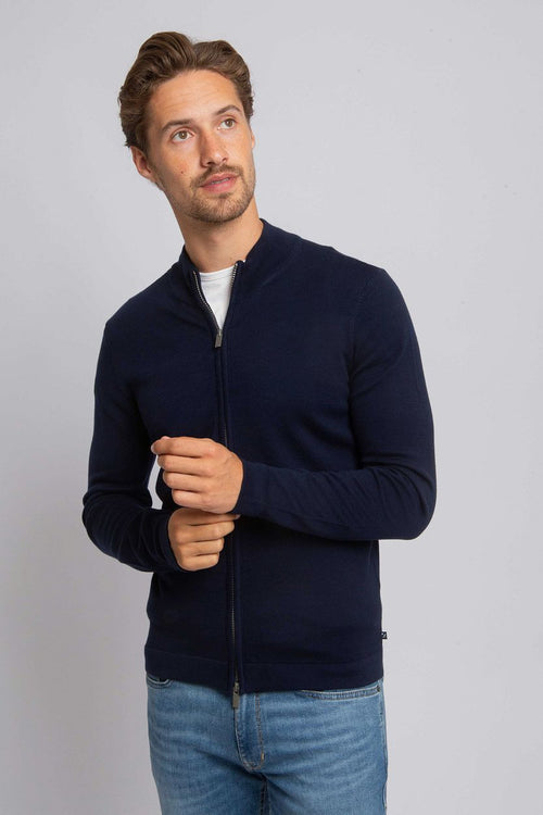 Suitable cardigan cadir donkerblauw | Slim-fit