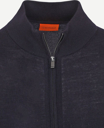Suitable cardigan merino donkerblauw | Slim-fit