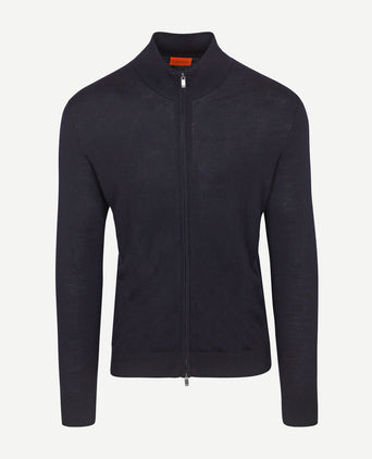 Suitable cardigan merino donkerblauw | Slim-fit