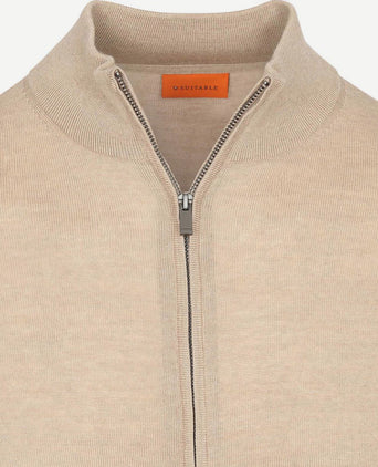 Suitable cardigan merino sand | Slim-fit