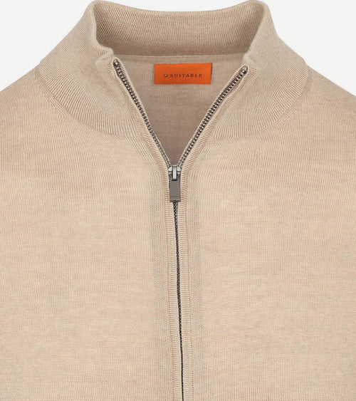Suitable cardigan merino sand | Slim-fit