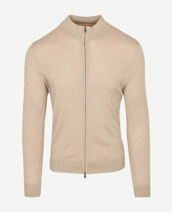 Suitable cardigan merino sand | Slim-fit
