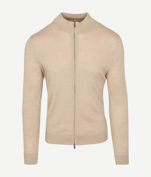 Suitable cardigan merino sand | Slim-fit