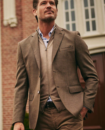 Suitable cardigan merino sand | Slim-fit