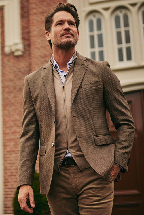 Suitable cardigan merino sand | Slim-fit